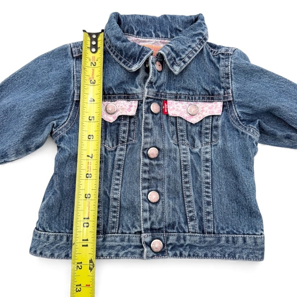 My 1st Levi's Denim Jean Jacket Trucker Pink Floral Vintage Y2K Kidcore Baby 18M - Picture 9 of 14